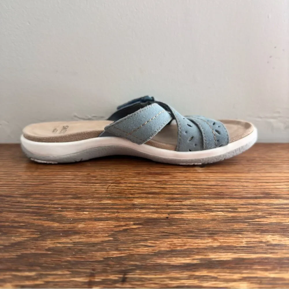 Earth Origins Suede Slide Sandals Savoy Shantel Moroccan Blue Size‎ 6.5